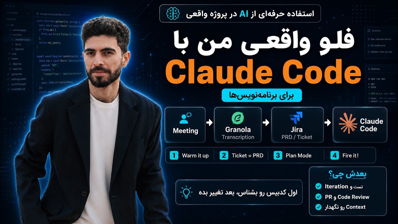 چطور توی یه پروژهی واقعی با Claude Code کار میکنم؛ فلوی کامل از تیکت تا Pull Request